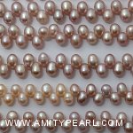 3789 freshwater top drilled rice pearl strand about 4-5mm pink
